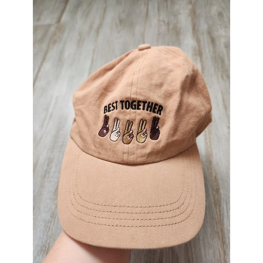 Best Together Peace Sign Equality Dad Hat Tan Adjustable Baseball Cap Adult OSFA